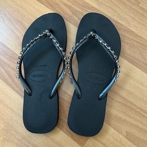Havaianas Slim Rock Flip Flops: Black Size USA 7/8